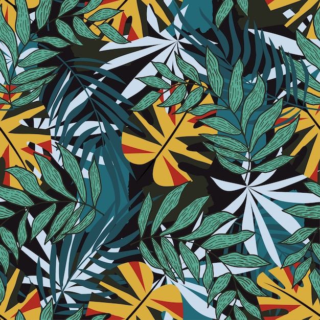 Summer seamless pattern with tropical floral