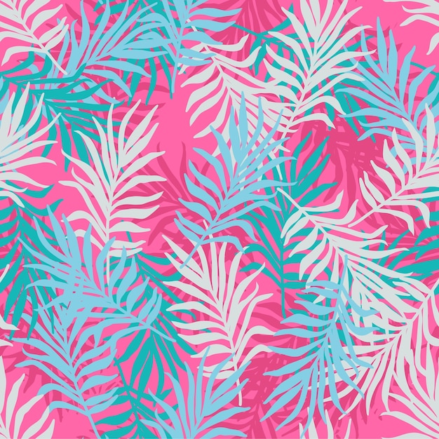 Summer seamless tropical pattern with palm leaves 