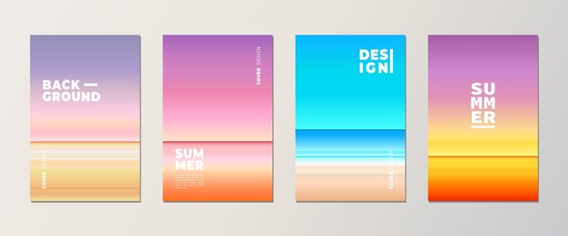 Vector summer season colorful gradient background set