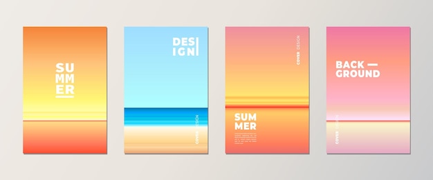 Vector summer season creative gradient background set