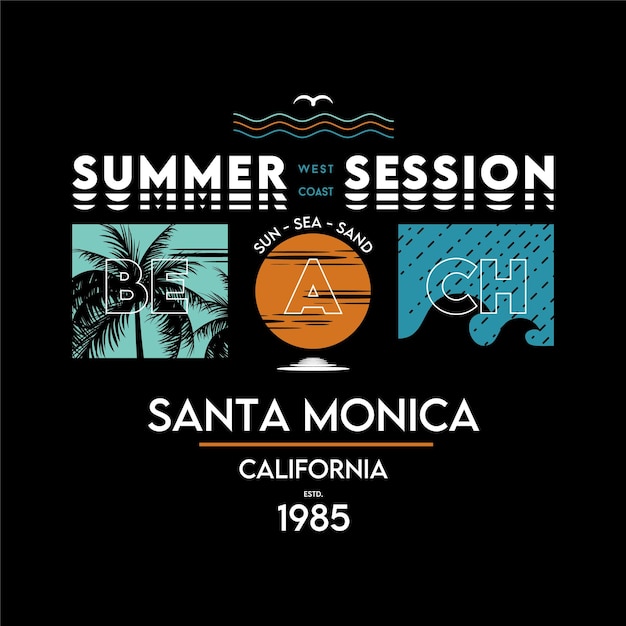 summer session santa monica california graphic vector print