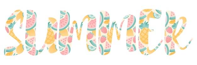 Summer sign. Pattern with tropical fruits.