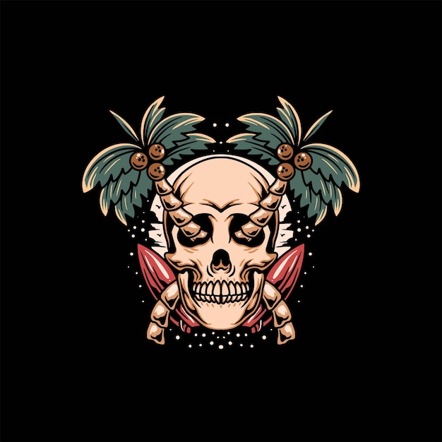 summer skull illustration vector design