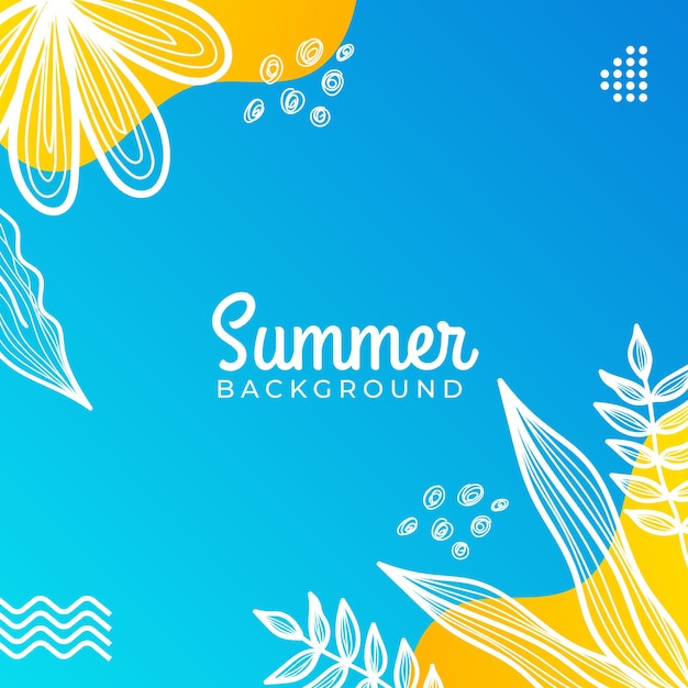 Summer social media banner with flowers and tropical summer leaf.     