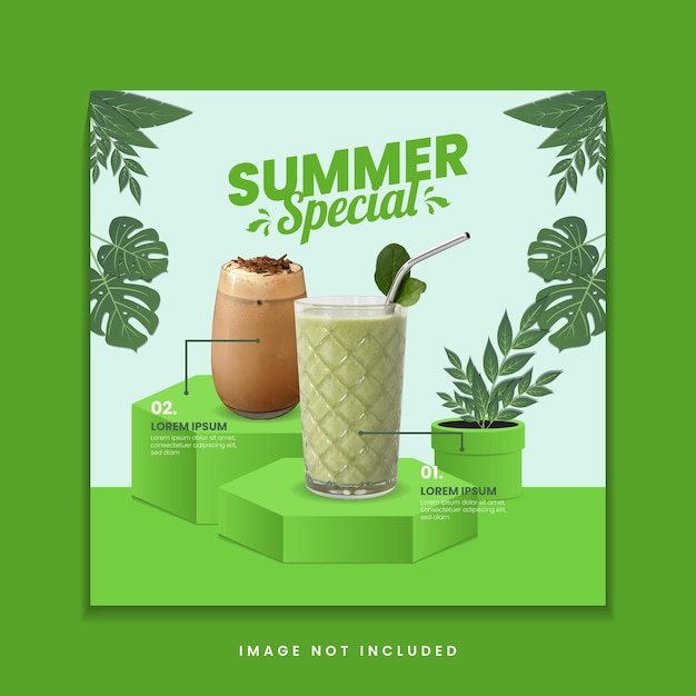 Summer special drink menu social media post template