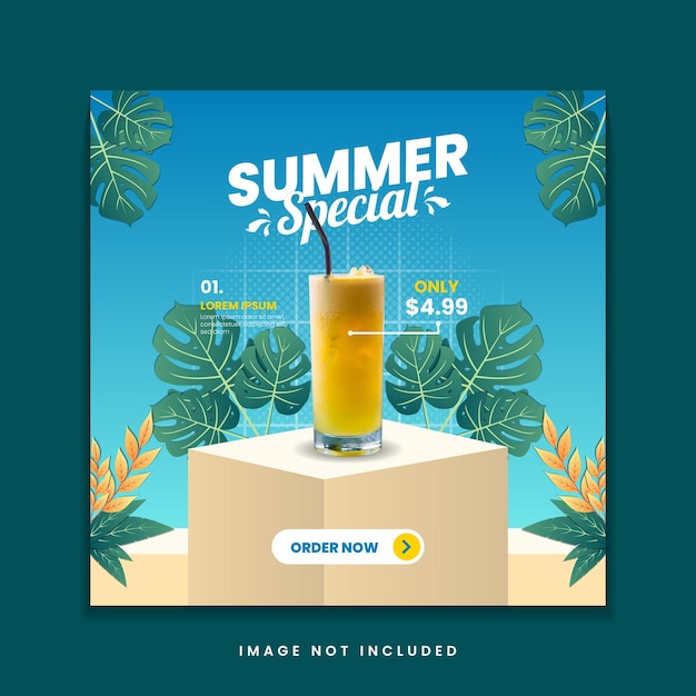 Summer special drink menu social media post template