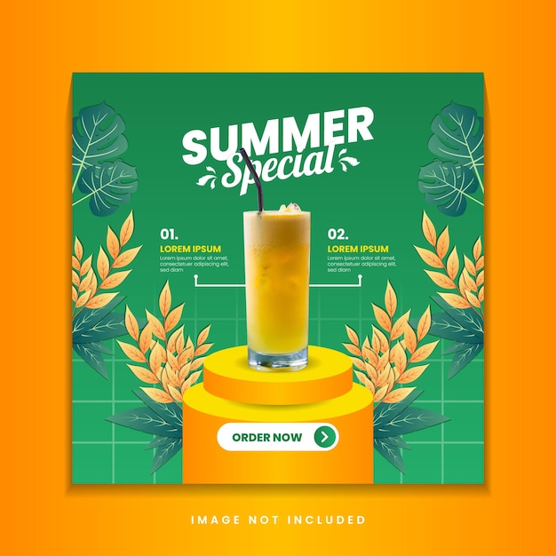 Summer special drink menu social media post template