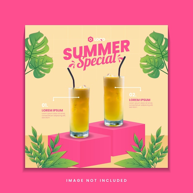 Summer special drink menu social media post template