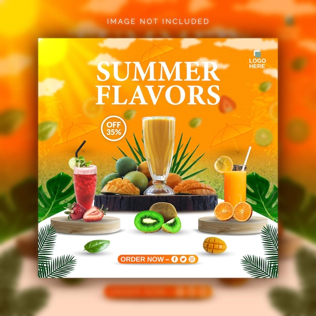 Summer Special Fruits Flavors Editable Unique Instagram Ad Concept Social Media Post Template