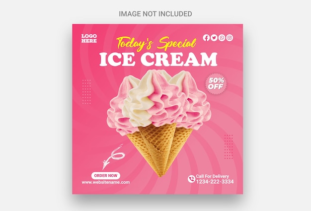 Summer special ice cream social media post design template