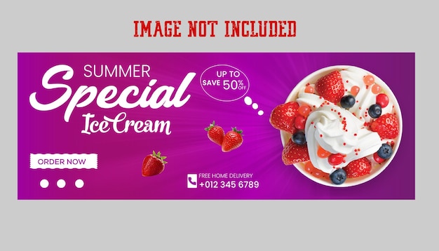 Summer special ice cream web banner social media post