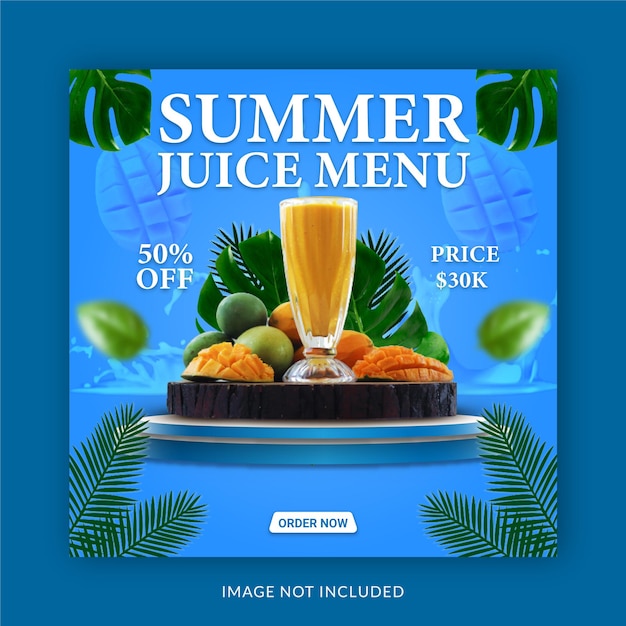 Summer Special Juice Menu Social Media Post Instagram Banner Template