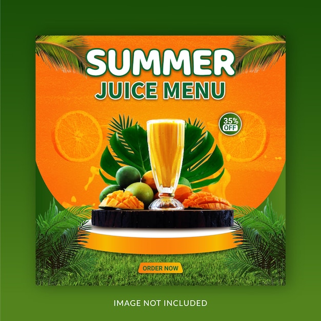 Summer Special Juice Menu Social Media Post Instagram Banner Template