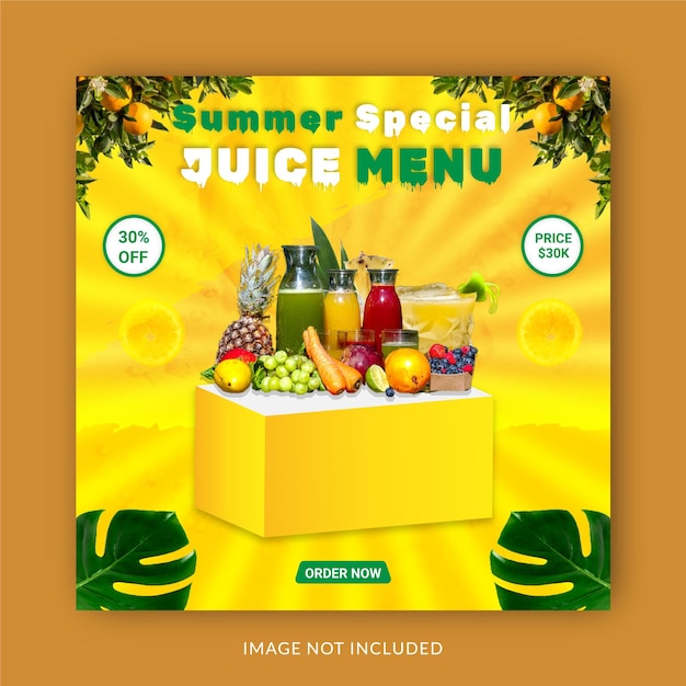 Summer Special Juice Menu Social Media Post Instagram Banner Template