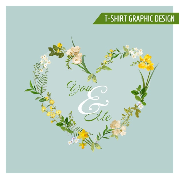 Summer and Spring Field Flowers Graphic Design for T shirt, Fashion, Prints