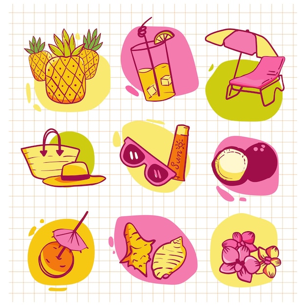 Summer sticker decoration design