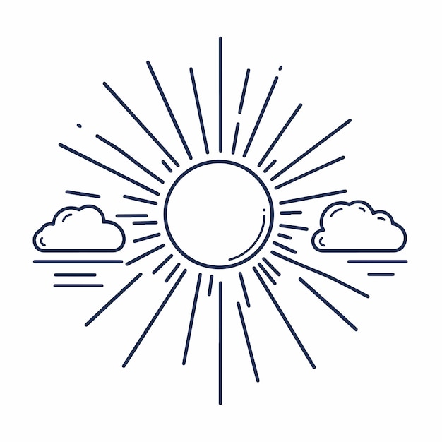 Vector summer sun and clouds weather outline icon