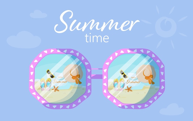 Summer Sunglasses poster design The concept of Sunglasses for summer holiday Its summer time banner