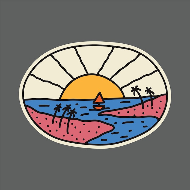 Summer sunset graphic illustration vector art tshirt design