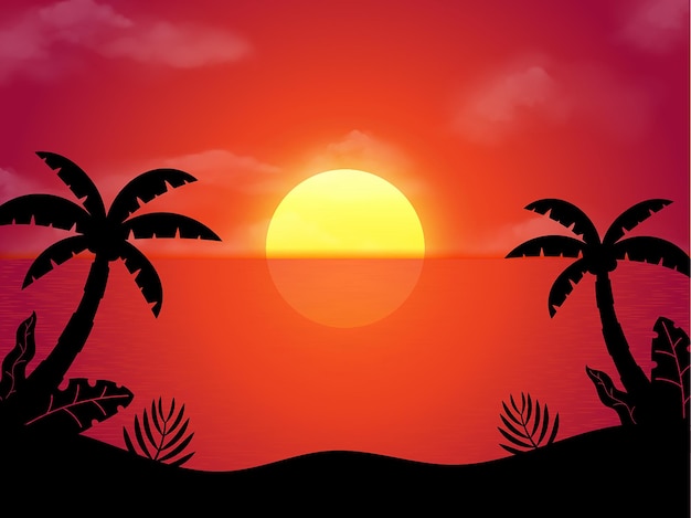 Summer Sunset Landscape Banner