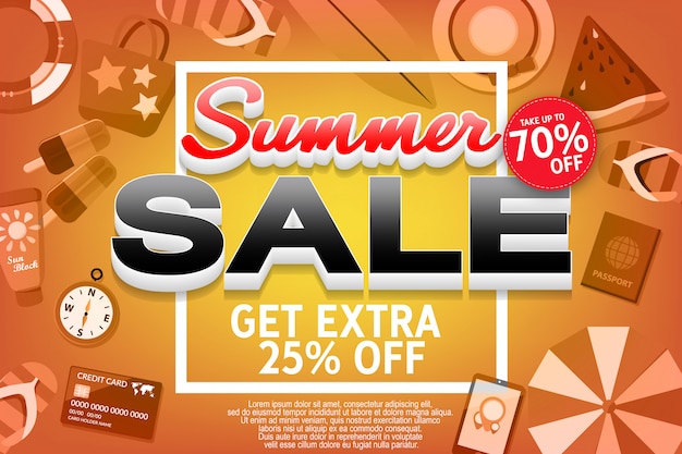 Summer super sale banner template on color background.