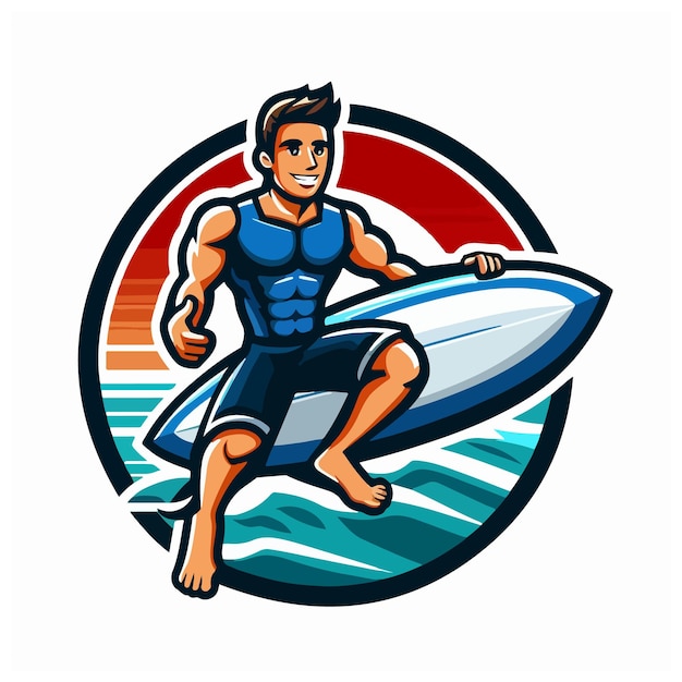 summer surfing man vector Design