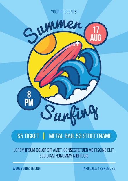 Summer Surfing Party Holiday Poster