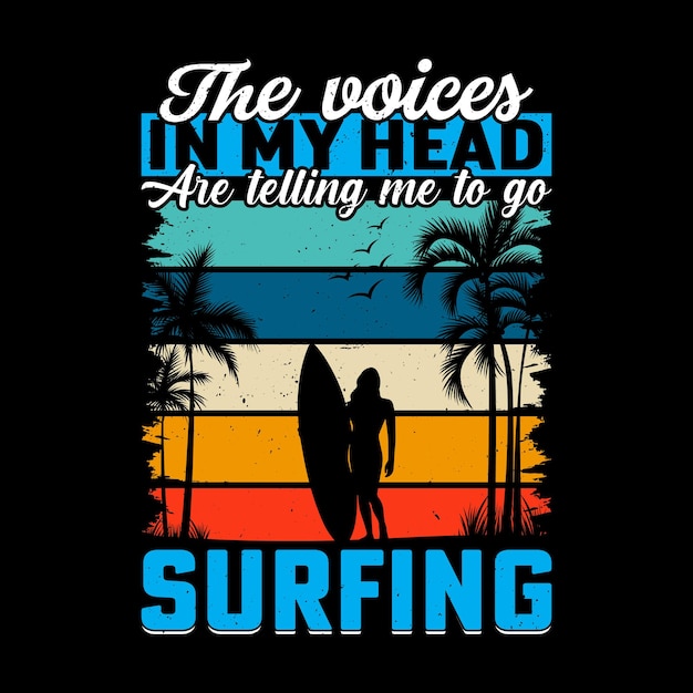 Summer surfing tshirt design retro vintage t shirt design and summer surfing vintage vector t shir