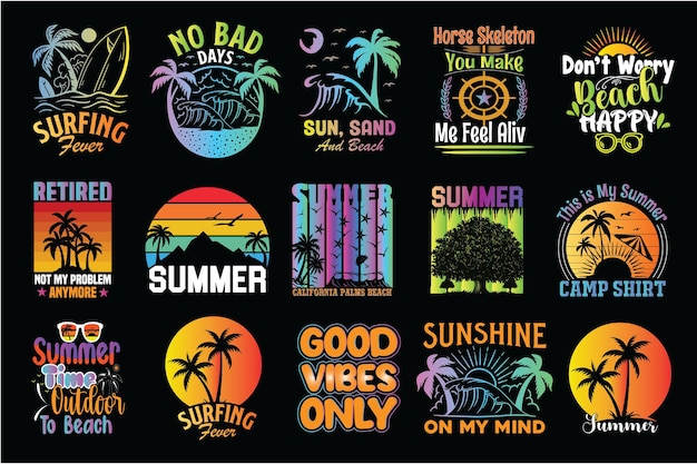 Summer t shirt design bundle