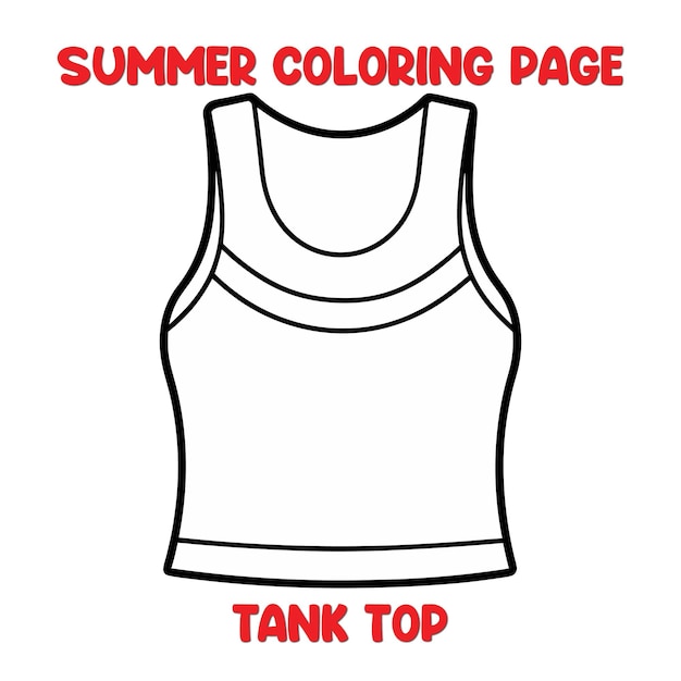 Vector summer tanktop coloring page for kids