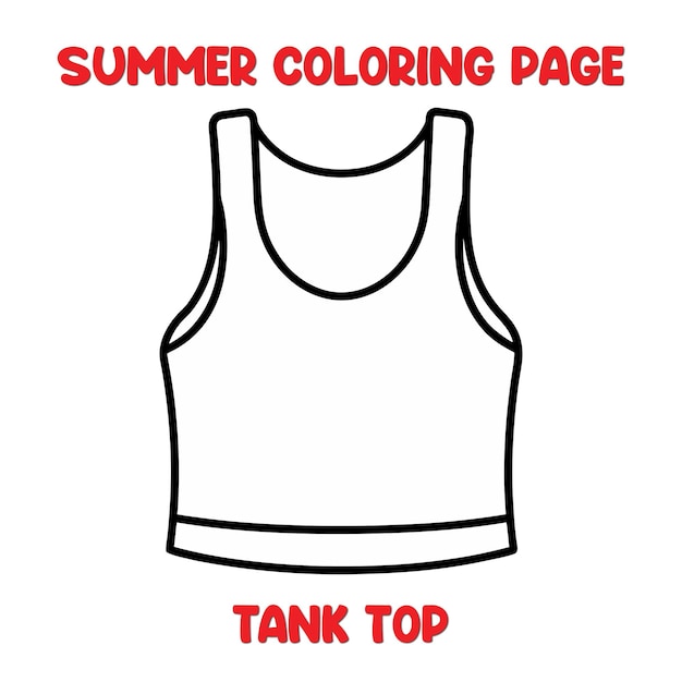 Vector summer tanktop coloring page for kids