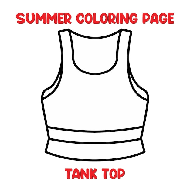 Vector summer tanktop coloring page for kids