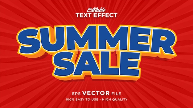 Summer text effect template with cartoon style