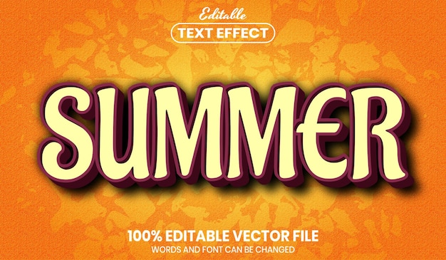 Summer text, font style editable text effect