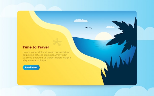 Vector summer theme banner template vector illustration for landing page