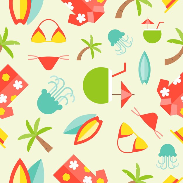 Vector summer theme seamless pattern vector