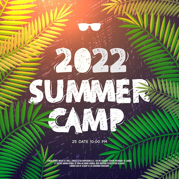 Summer Themed Camp poster Summer Holiday and Travel vector illustration