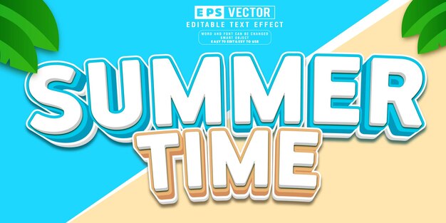 Vector summer time 3d editable text effect vector with background