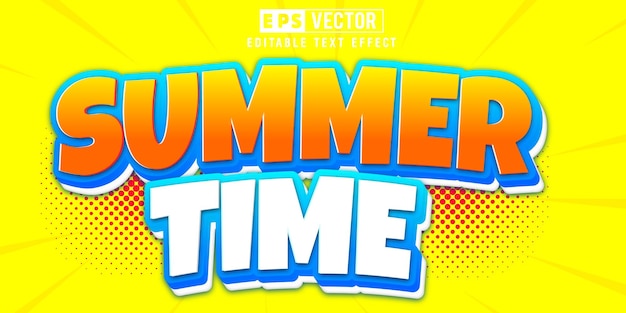 Vector summer time 3d editable text effect with background