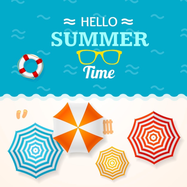 Summer Time Banner with a Beach Umbrella Vector