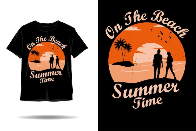 Summer time on the beach silhouette tshirt design