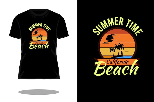 Summer time california beach retro silhouette t shirt design