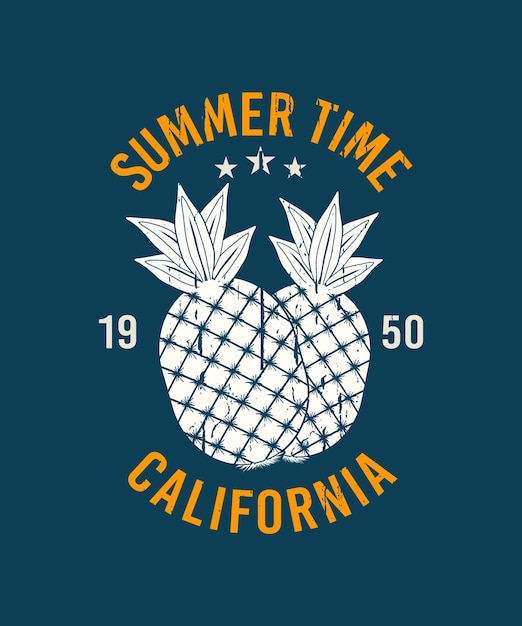 Vector summer time california pineapple summer logo design