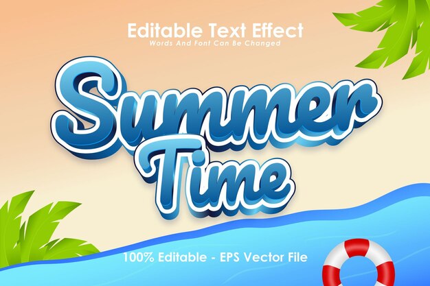 Summer Time Editable Text Effect 3 Dimension Emboss Cartoon Style