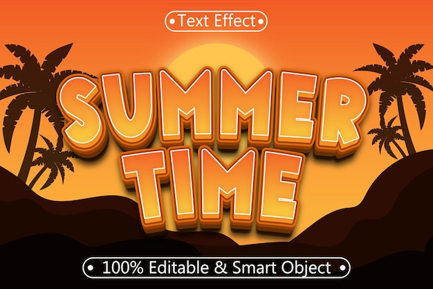 Summer Time Editable Text Effect 3 dimension Emboss Modern Style