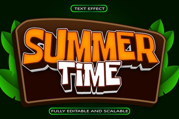 Summer Time Editable Text Effect 3 Dimension Emboss Modern Style