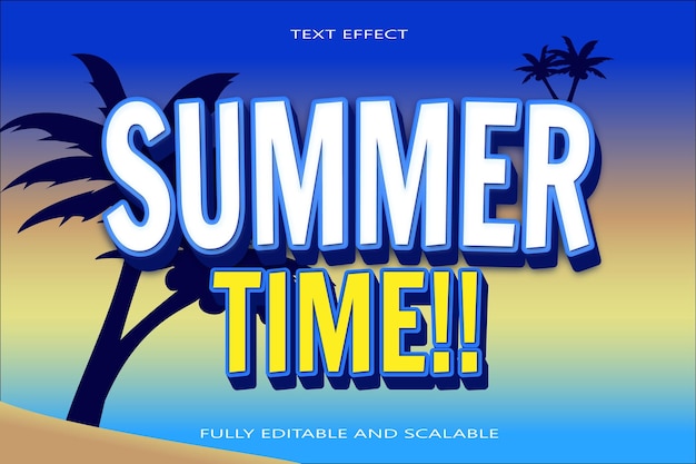 Summer time editable Text effect 3 dimension emboss modern style