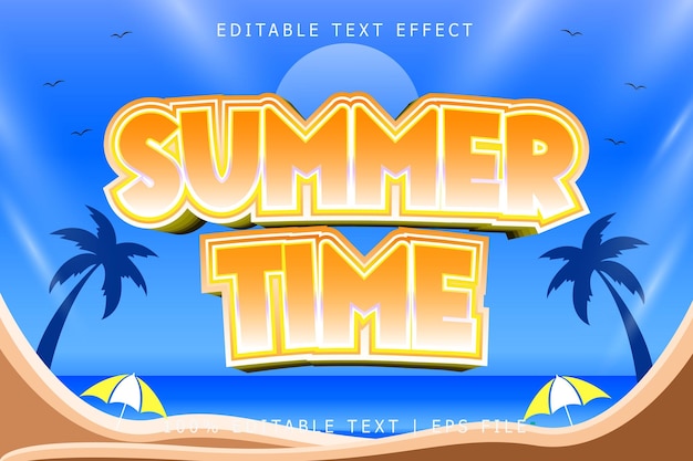 Summer Time Editable Text Effect 3 Dimension Emboss Modern Style