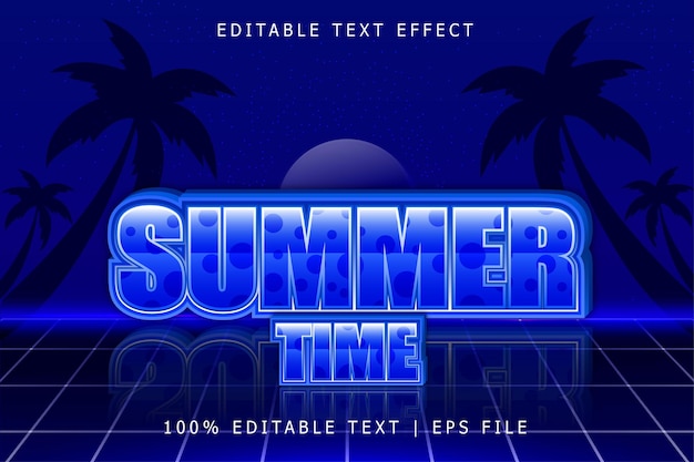 Summer Time Editable Text Effect 3 Dimension Emboss Retro Style