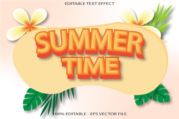 Summer Time Editable text effect 3D Flat style Design